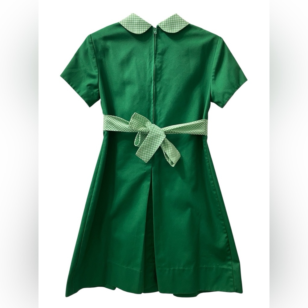 Vintage Sylvia Whyte For Lord & Taylor Green Floral Appliqué Dress - Picture 5 of 5